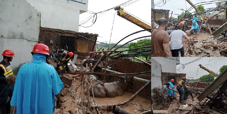 سیالکوٹ: ملکے کلاں سلیم پورہ میں جانوروں کے بھانے کی چھت گر گئی