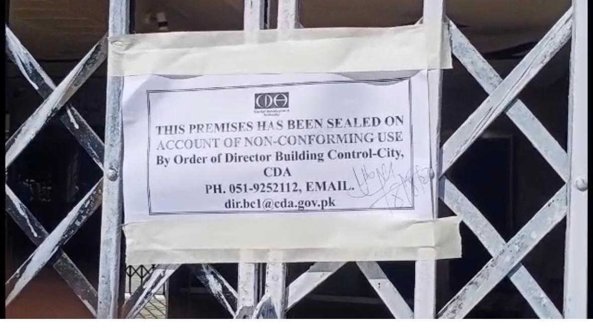 اسلام آباد،کیپٹل ڈیولپمنٹ اتھارٹی کا شورومز کے خلاف کریک ڈاؤن
