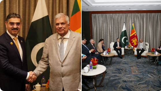 نگران وزیرِ اعظم انوار الحق کاکڑ  سے سری لنکا کے صدر رانیل وکرما سنگھے  کی ملاقات