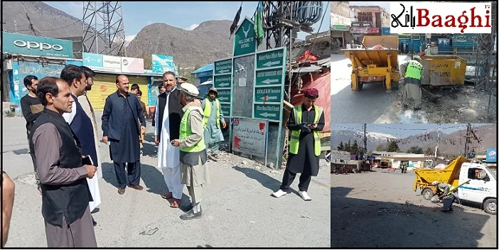 چترال:عید کے دن ٹی ایم اے کےعملہ صفائی نے شہرکی صفائی کا عمل جاری رکھا