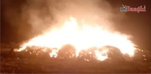 میہڑ۔شرپسندو ں نے کھیت میں رکھی ہوئی گندم کی فصل کو آگ لگا کر جلادیا