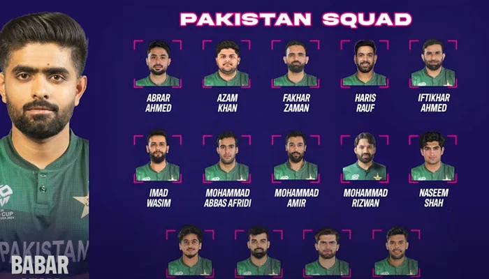 آئی سی سی کا ٹی  ٹوئنٹی ورلڈ کپ کے لیے  15 رکنی پاکستان کرکٹ ٹیم کا اعلان