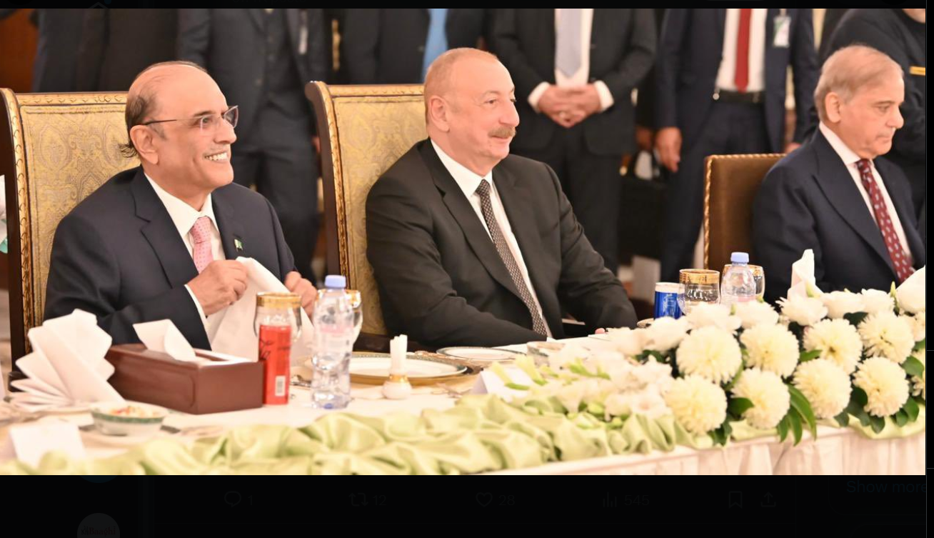 ایوان صدر میں آذربائیجان کے صدر الہام علیوف اور ان کے وفد کے اعزاز میں ظہرانہ