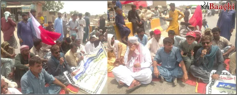 میہڑ:زرعی پانی کی قلت کیخلاف آباد گاروں کا تپتی دھوپ میں انڈس ہائی وے پر دھرنا