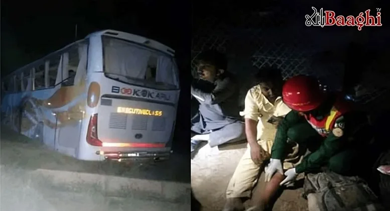 ننکانہ : تیز رفتار مسافر بس الٹ گئی، بچوں اور خواتین سمیت 45 افراد زخمی