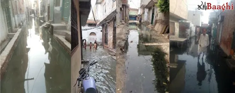 ننکانہ:ضلعی انتظامیہ میٹنگز میں مصروف،شہر سیوریج کے گندے پانی میں ڈوب گیا