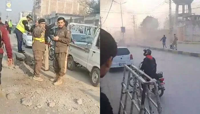 پشاور،پولیس گاڑی کے قریب دھماکا