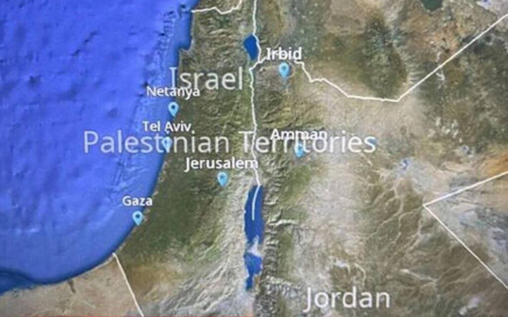 JetBlue Airways changes Israel's borders to "Palestinian Territories" on its ma