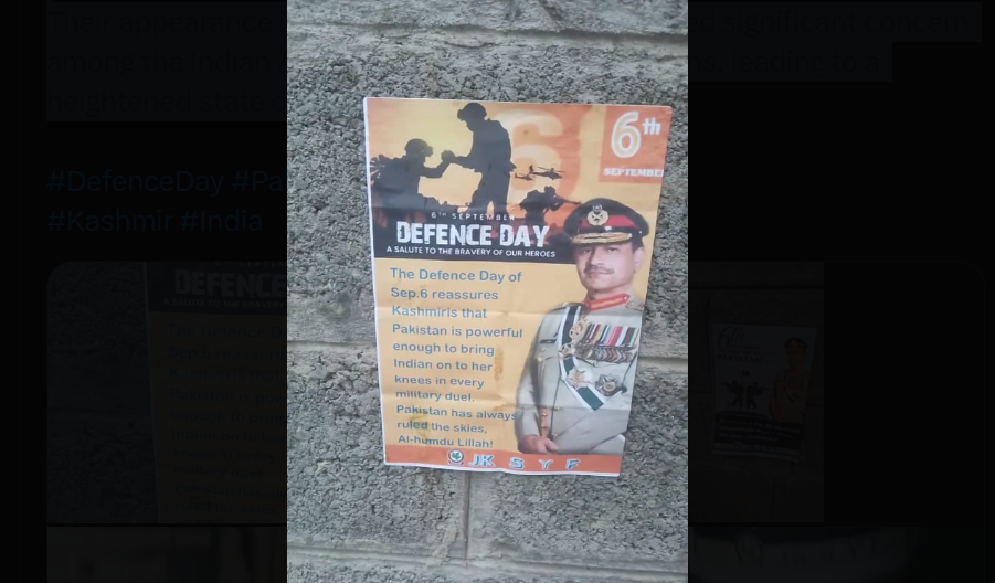 یوم دفاع سے قبل مقبوضہ کشمیر میں پاکستانی آرمی چیف کے پوسٹر آویزاں