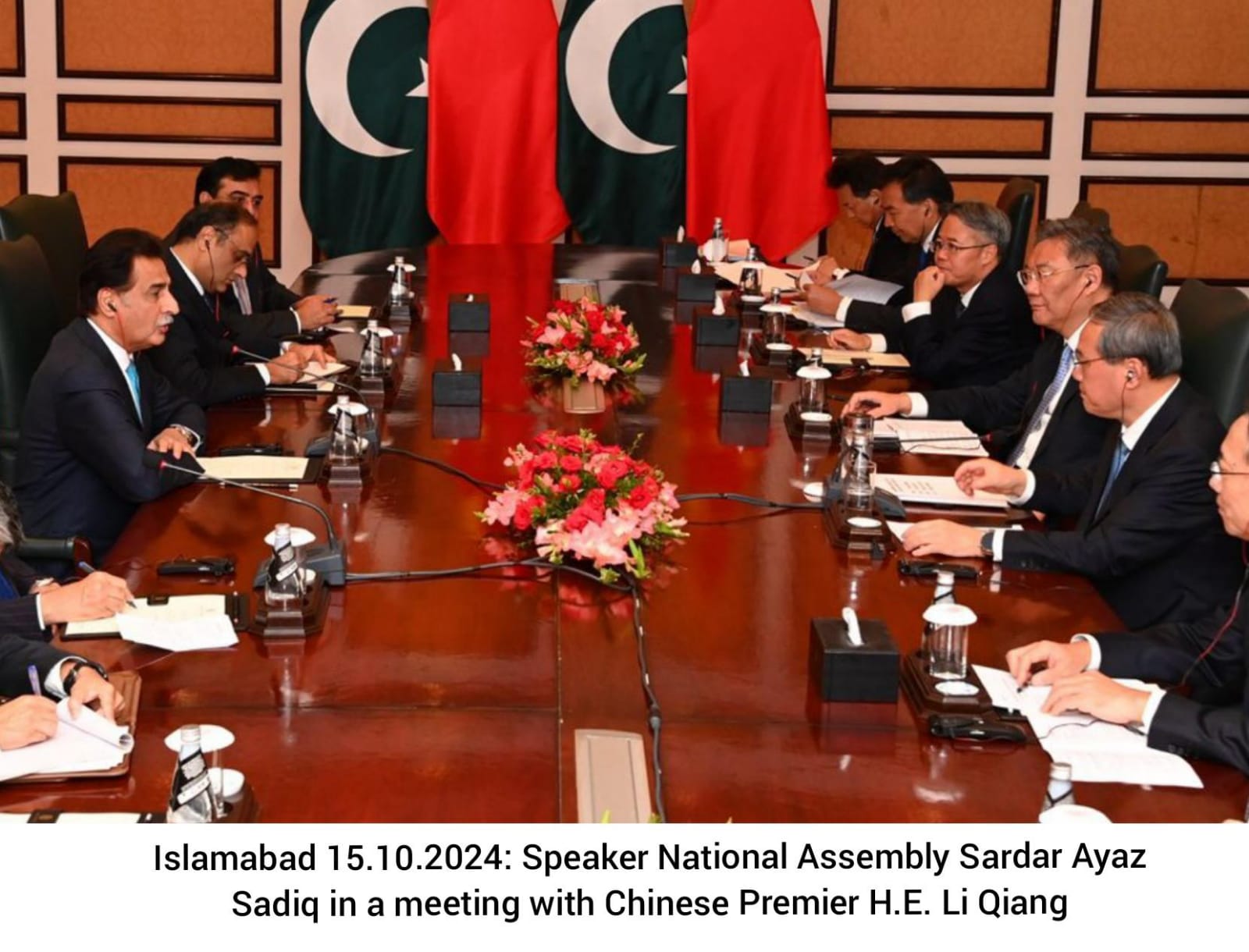 اسپیکر قومی اسمبلی سردار ایاز صادق کی چینی وزیراعظم لی چیانگ سے ملاقات