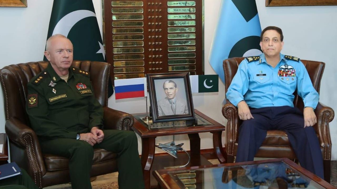 high level delegation led by Colonel General Aleksandr V. Fomin, Deputy Defence Minister of the Russian Federation, called on Air Chief Marshal Zaheer Ahmed Baber Sidhu, Chief of the Air Staff, Pakistan Air Force at Air Headquarters, Islamabad.