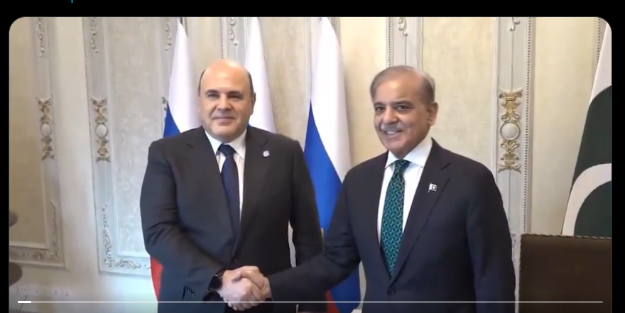 ایس سی او اجلاس، وزیراعظم شہباز شریف سے روسی ہم منصب کی ملاقات