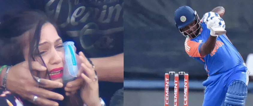 بھارتی بیٹر کا چھکا، گیند خاتون کے منہ پر جا لگی