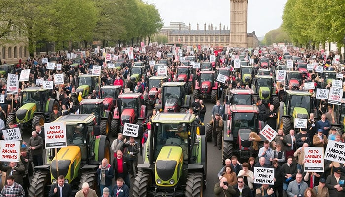 لندن میں وراثتی ٹیکس کے خلاف کسانوں کا احتجاج، ٹریکٹرز سے سڑکیں بلاک