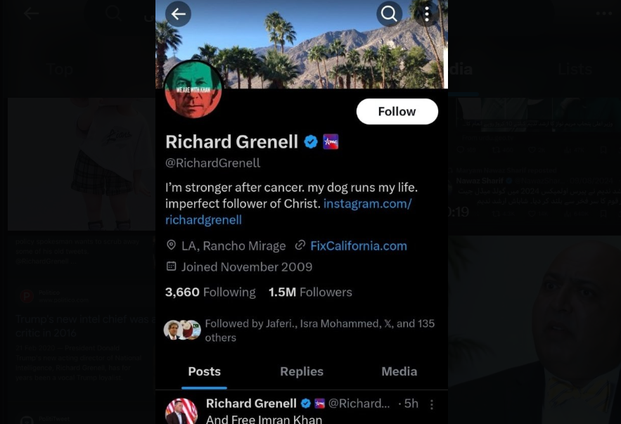 عمران خان کی رہائی کے لئے ٹویٹ کرنے والا رچرڈ گرنیل کا اکاؤنٹ جعلی