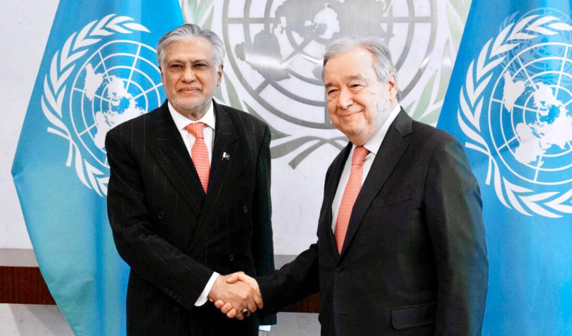 اسحاق ڈار کا انتونیو گوتریس سے ٹیلیفونک رابطہ، آئندہ ہفتے  ملاقات طے