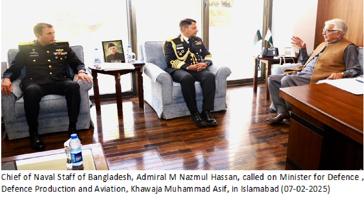 Bangladesh Navy Chief meets Defense Minister Khawaja Muhammad Asif