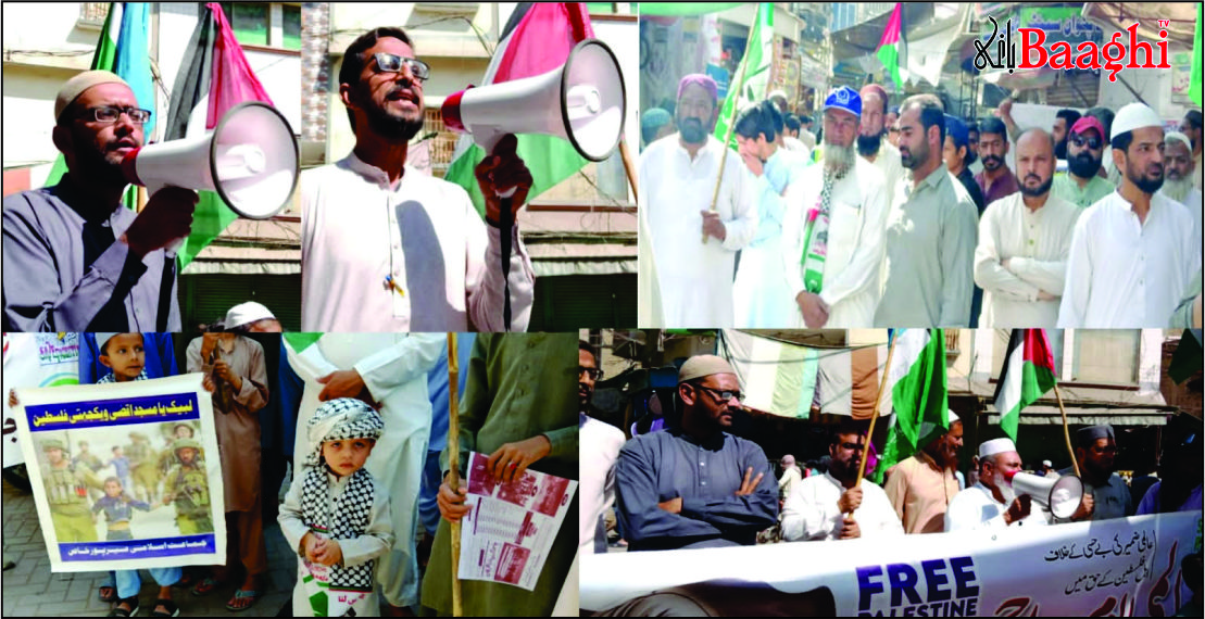 میرپورخاص: غزہ پر اسرائیلی حملوں کے خلاف احتجاج، امریکہ اور اسرائیل کی بربریت کی مذمت