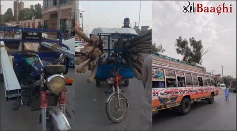 سیالکوٹ: بسوں کی چھتوں پر سواریاں بٹھانے اور اوور لوڈنگ پر ٹریفک پولیس کا کریک ڈاؤن