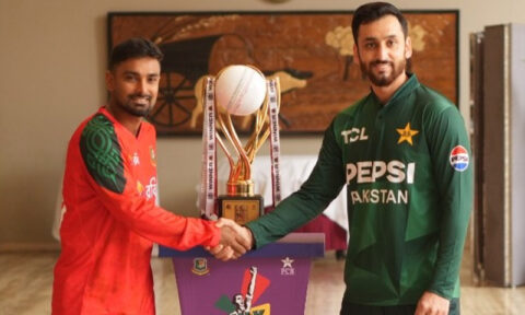 پاک بنگلہ دیش ٹی ٹوئنٹی سیریز ، ٹرافی کی رونمائی کر دی گئی