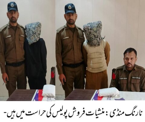 نارنگ منڈی،تین منشیات فروشوں سے ساڑھے چار کلو چرس برآمد