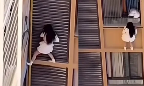 خاتون  اپنے آشنا کی بیوی سے بچنے کیلئے 10ویں منزل کی بالکونی سے لٹک گئی