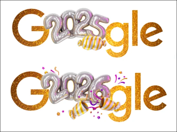 نئے سال کی آمد:گوگل کی خصوصی ڈوڈل کیساتھ مبارکباد