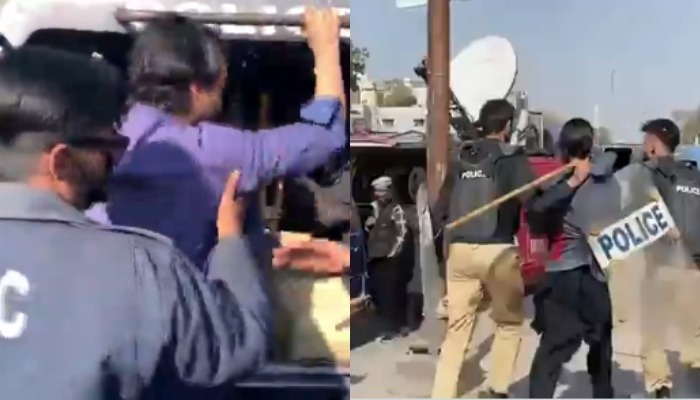 کراچی میں پی ٹی آئی کارکنان اور پولیس میں جھڑپ، پتھراؤ اور شیلنگ، متعدد کارکن حراست میں