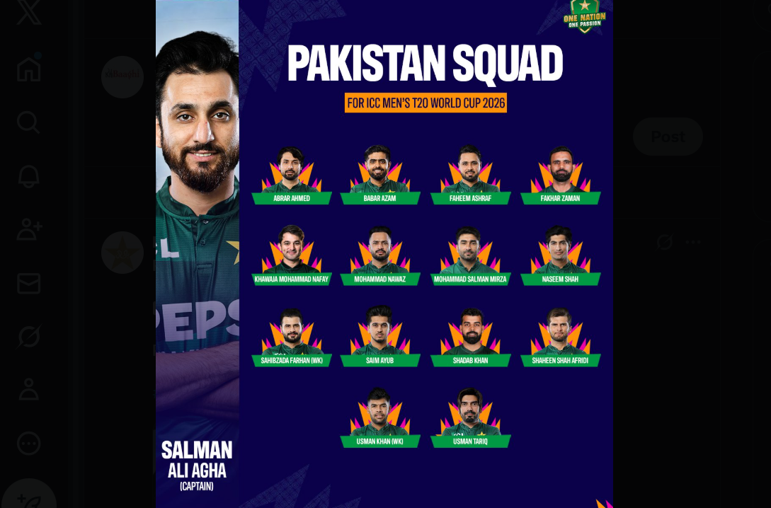 پاکستان نے ٹی 20 ورلڈ کپ کیلئے ٹیم کا اعلان کردیا