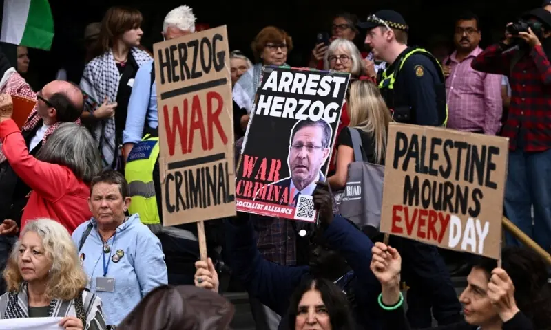 اسرائیلی صدر کی آسٹریلیا آمد پر احتجاج،پولیس اور مظاہرین کے درمیان جھڑپیں