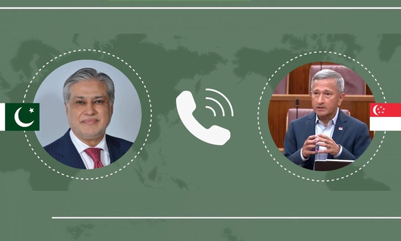 اسحاق ڈار کا سنگاپور کے وزیرخارجہ سے ٹیلی فونک رابطہ
